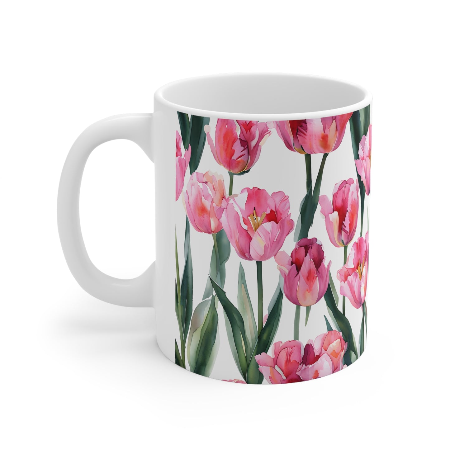 Pearl's Pink Tulips Ceramic Mug, Coffee Cup