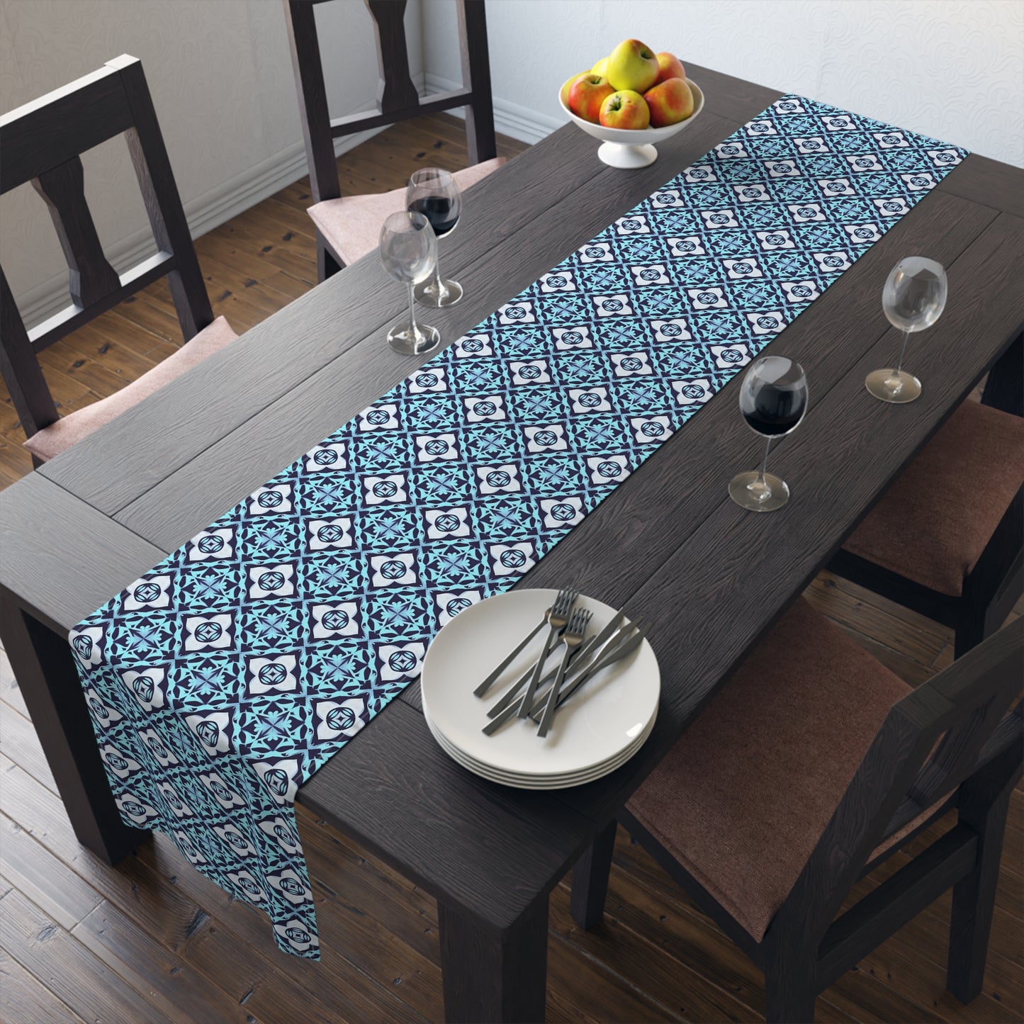 Bailey's Blue Geometric Table Runner