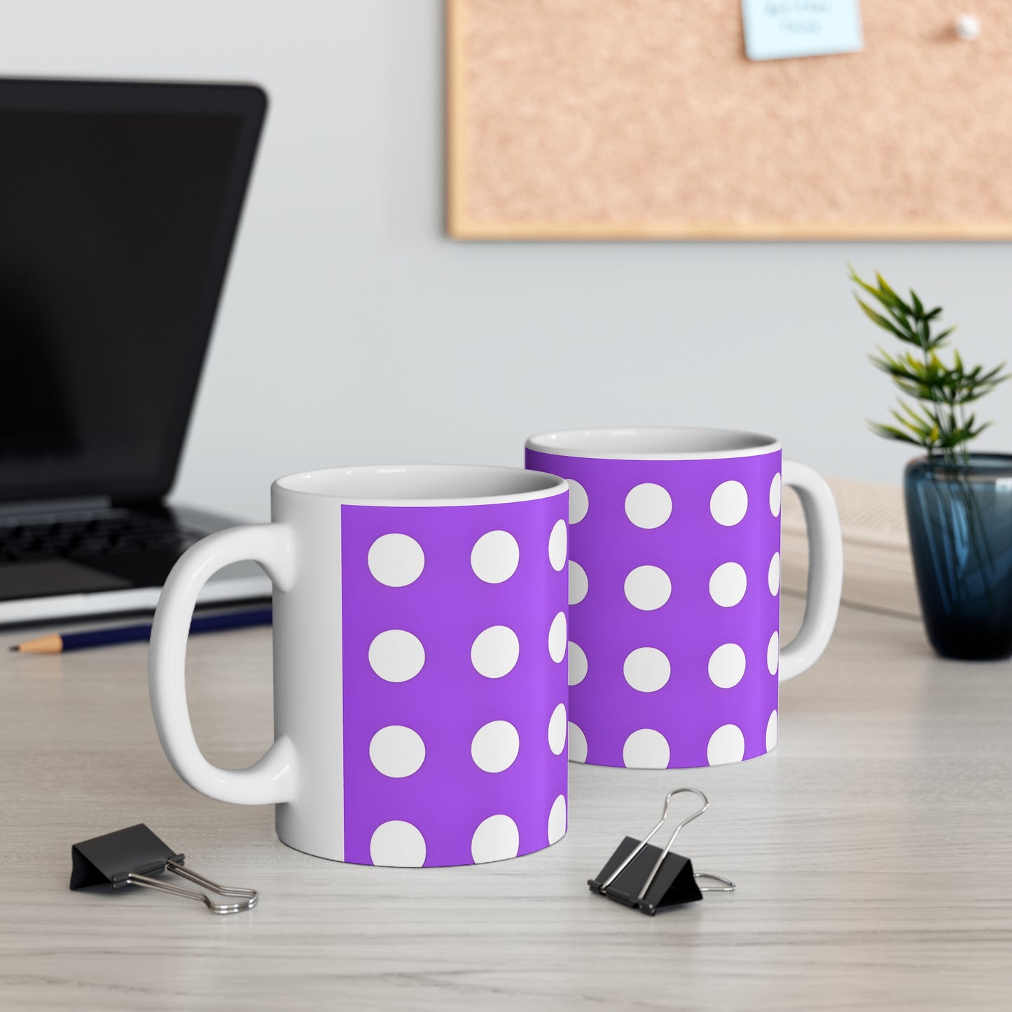 Paul's Purple Polka Dot Ceramic Mug, Coffee Cup