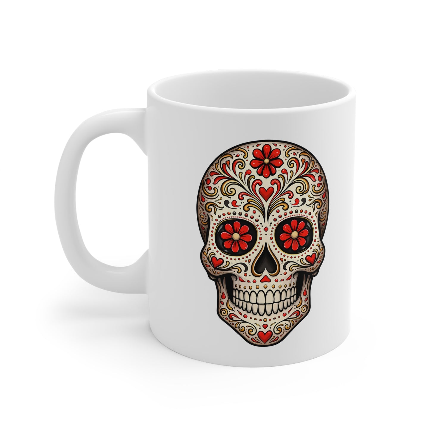Soleil's Sugar Skull Ceramic Mug, Coffee Cup