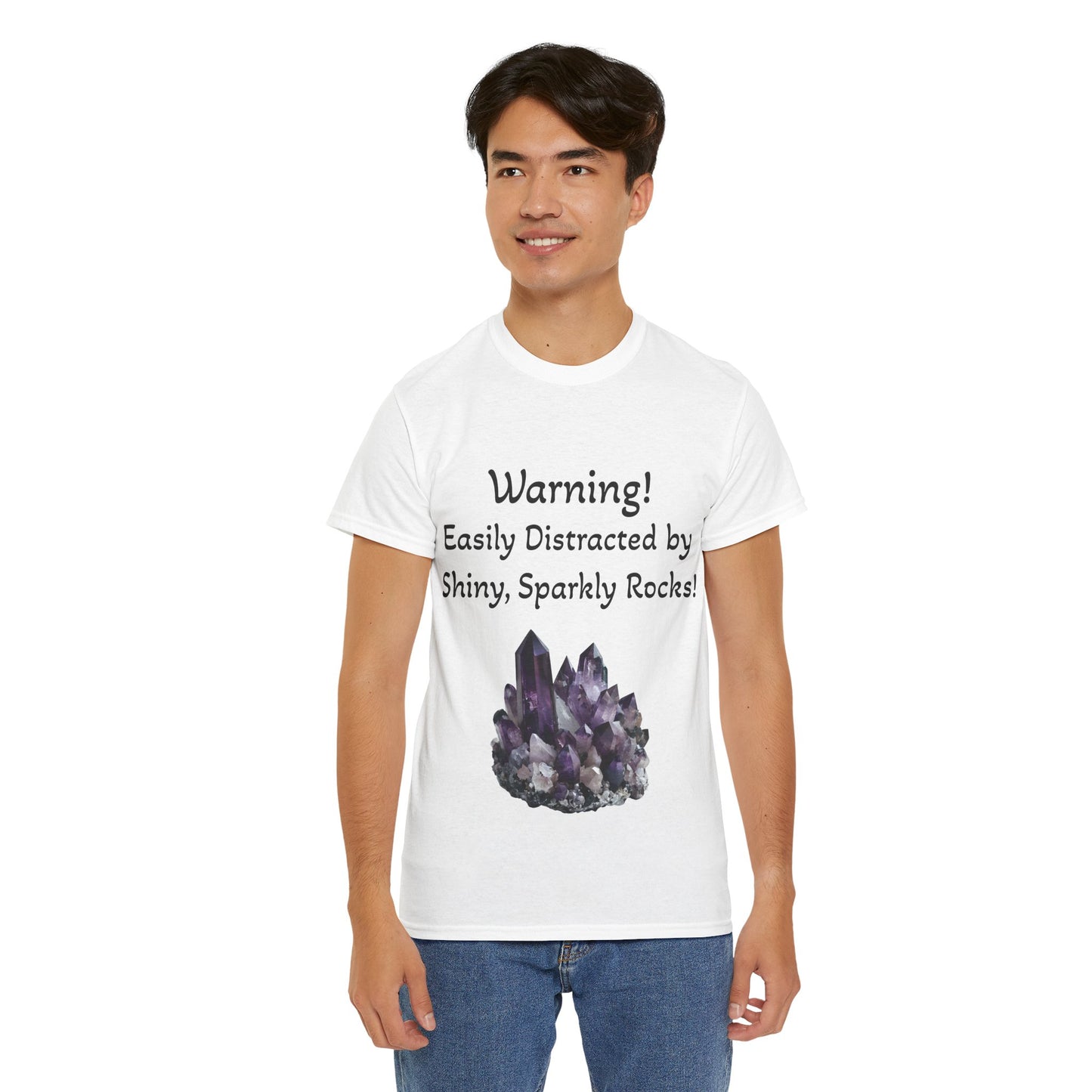Waylon's "Warning! Easily Distracted by Shiny, Sparkly Rocks!" Adult Shirt