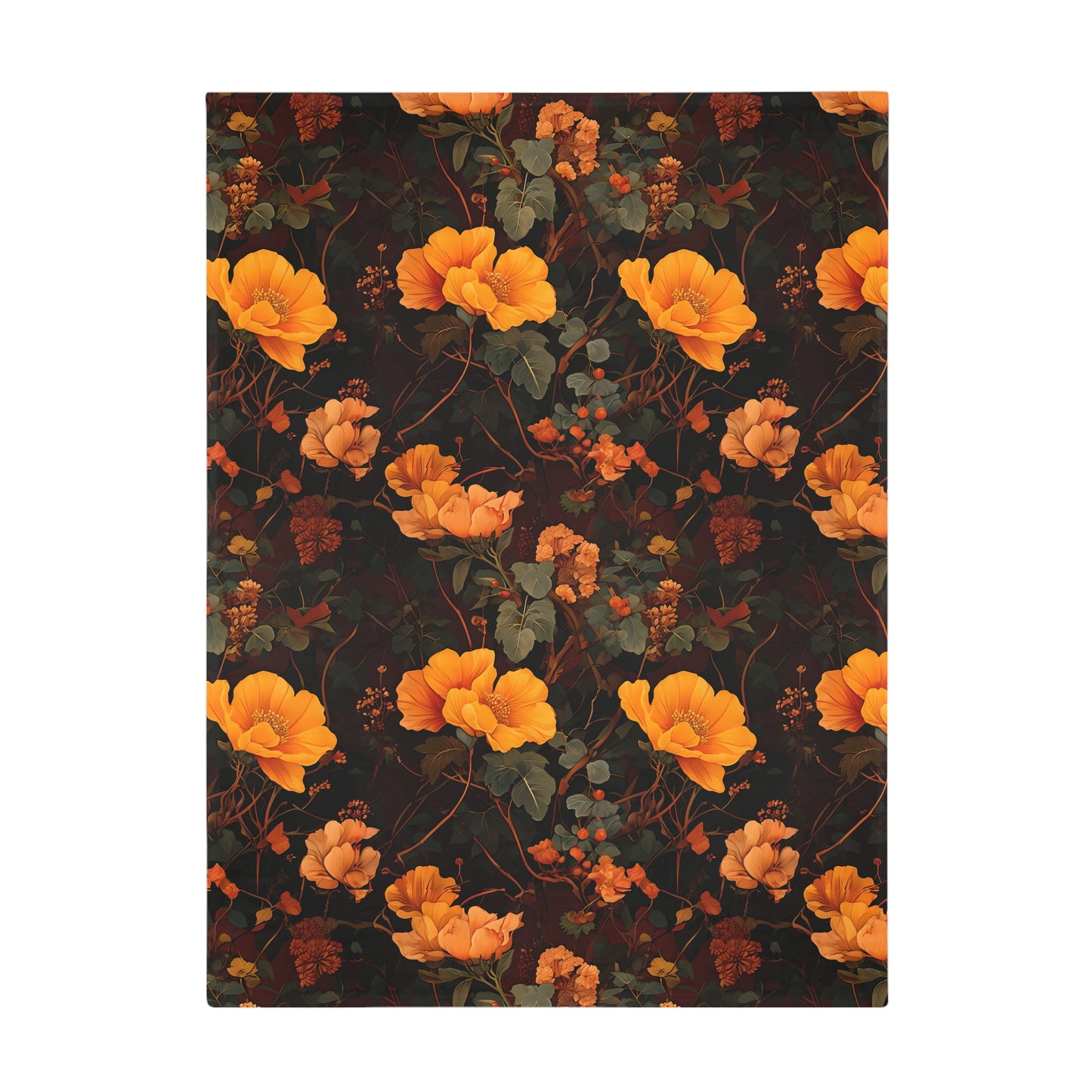 Gia's Golden Floral Plush Fleece Blanket