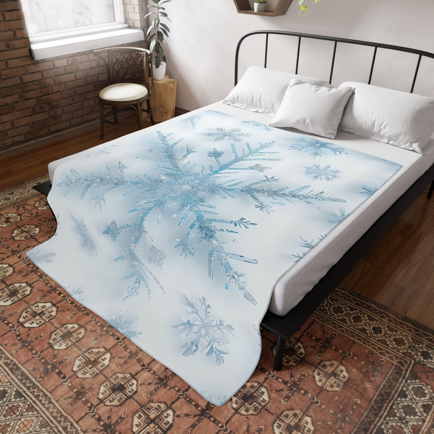 Suki's Snowflake Plush Fleece Blanket