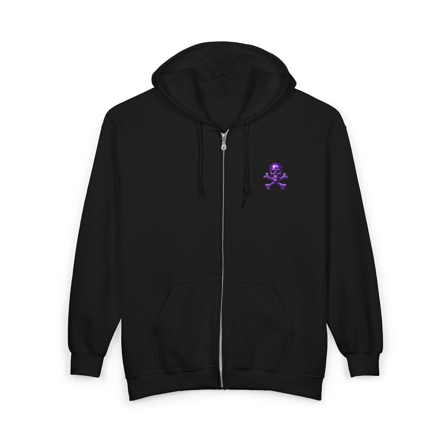 Amethyst Skull & Crossbones Adult Full Zip Sweatshirt - Hooded