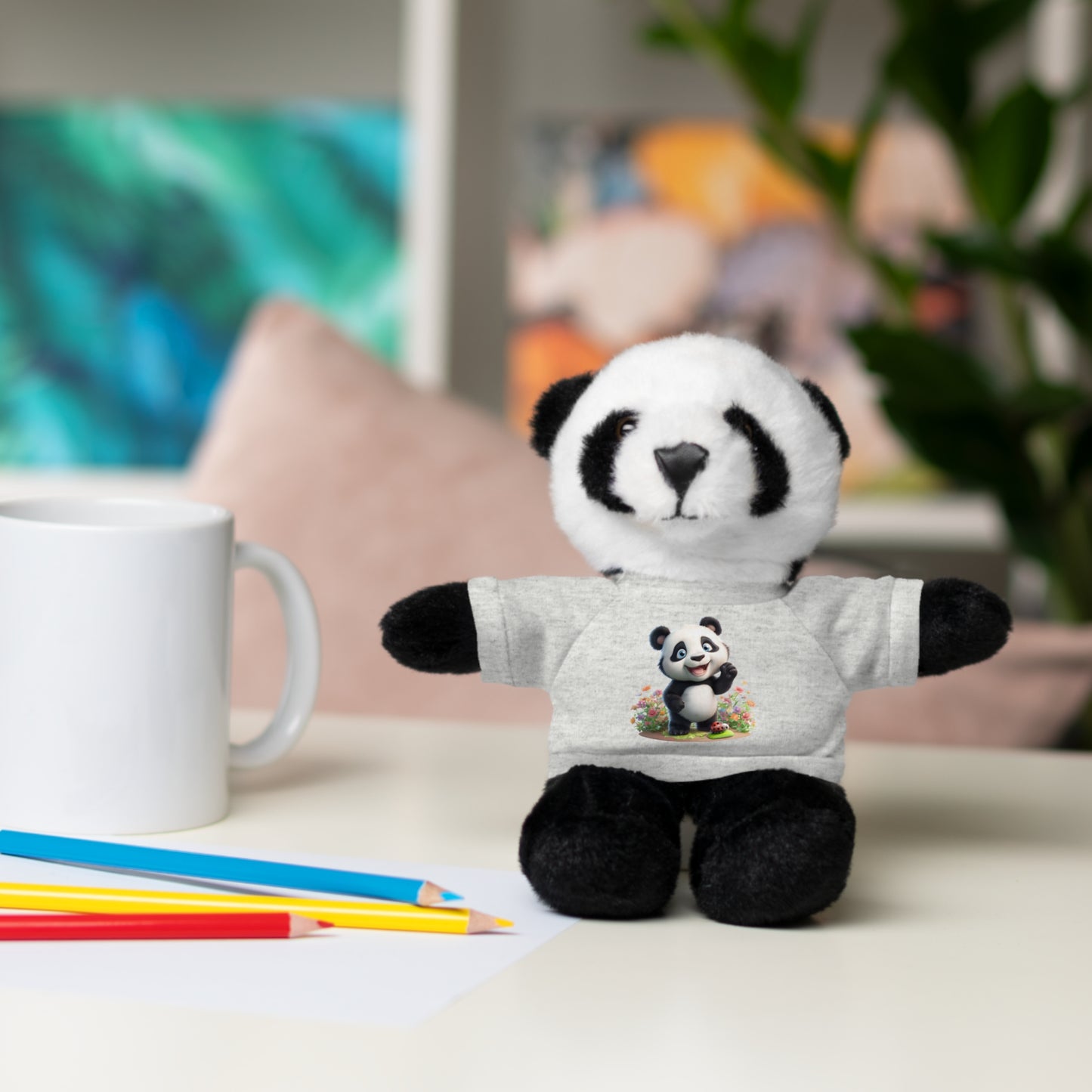 Panda on Tee Plush Animals