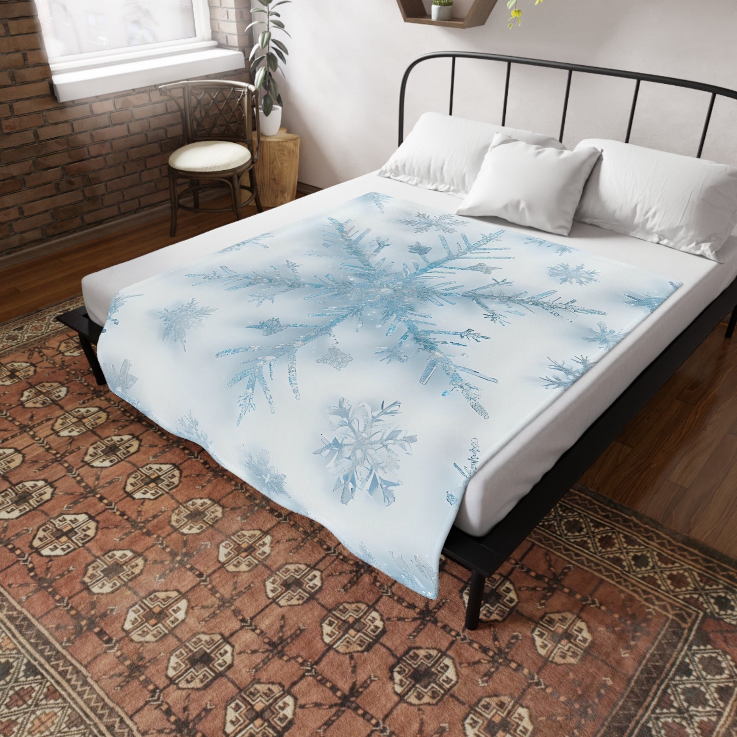 Suki's Snowflake Plush Fleece Blanket
