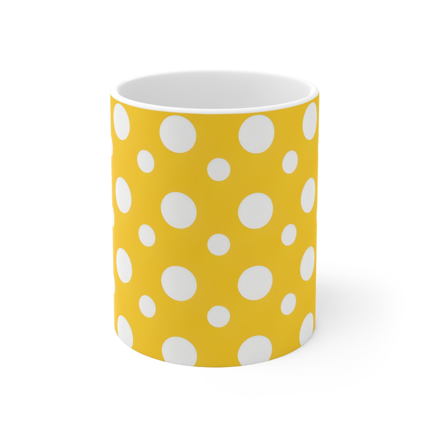 Yasmine's Yellow Polka Dot Ceramic Mug, Coffee Cup