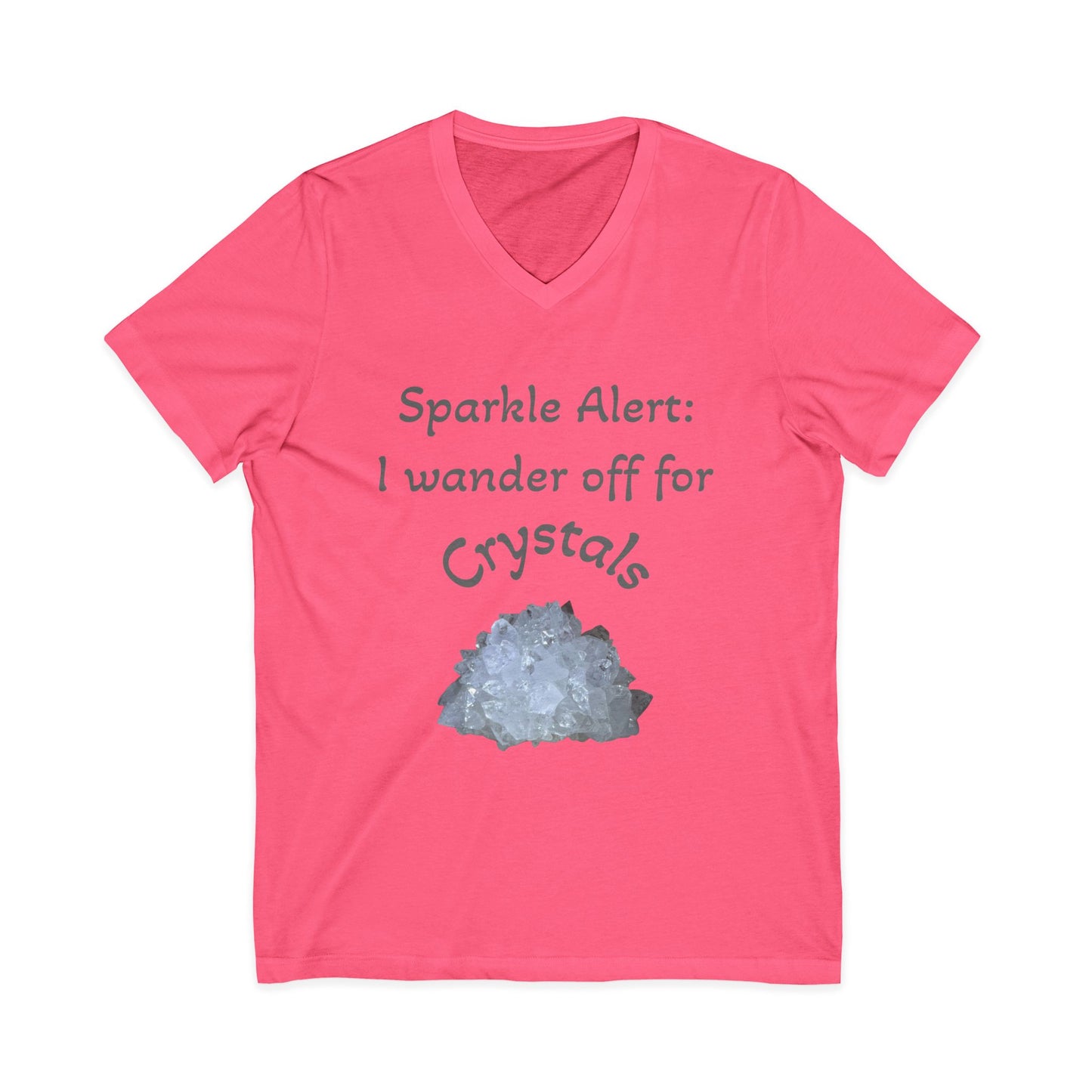 Suzie's "Sparkle Alert: I wander off for Crystals' Women's V-Neck Adult Shirt