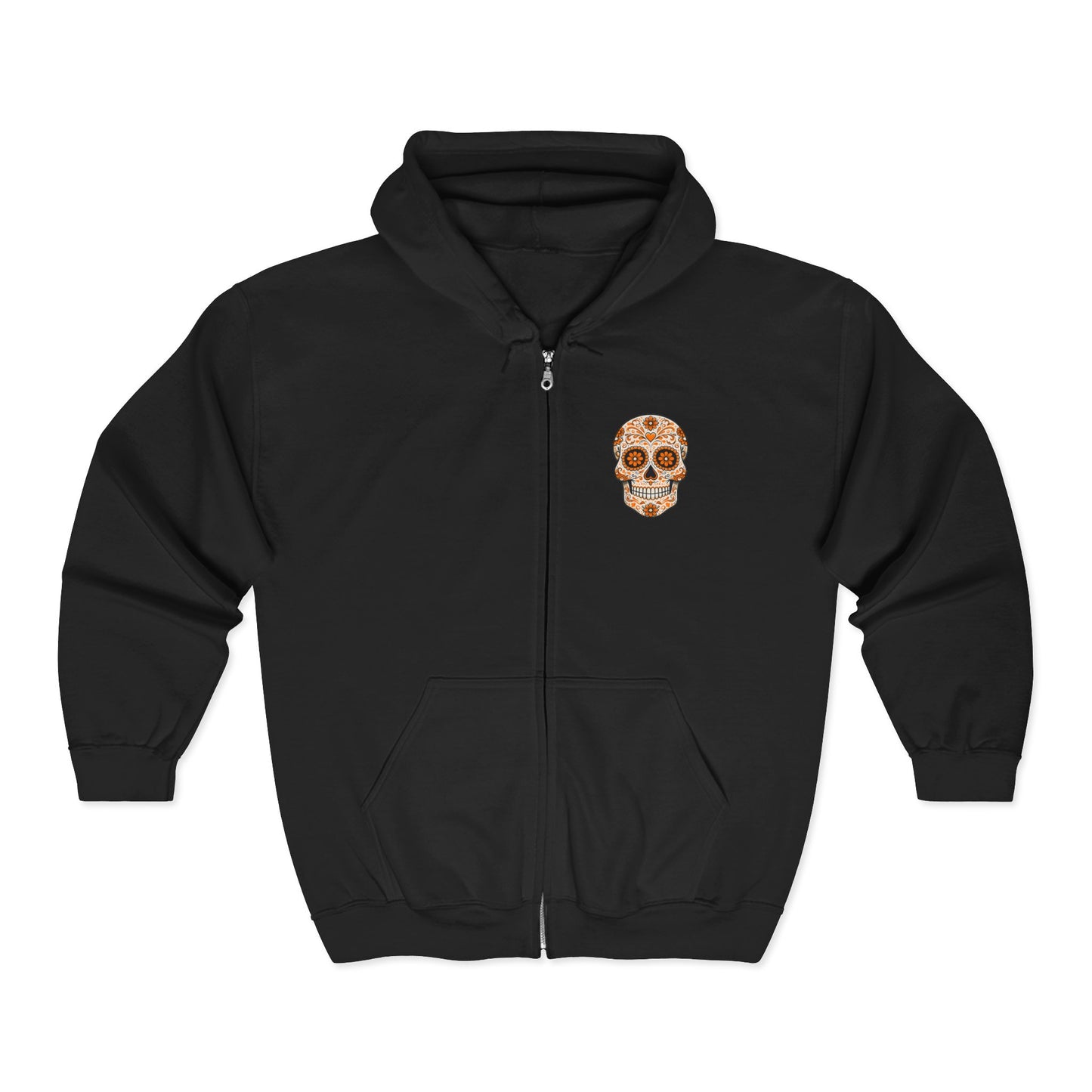 Orange Sugar Skull Full Zip Sweatshirt - Hooded