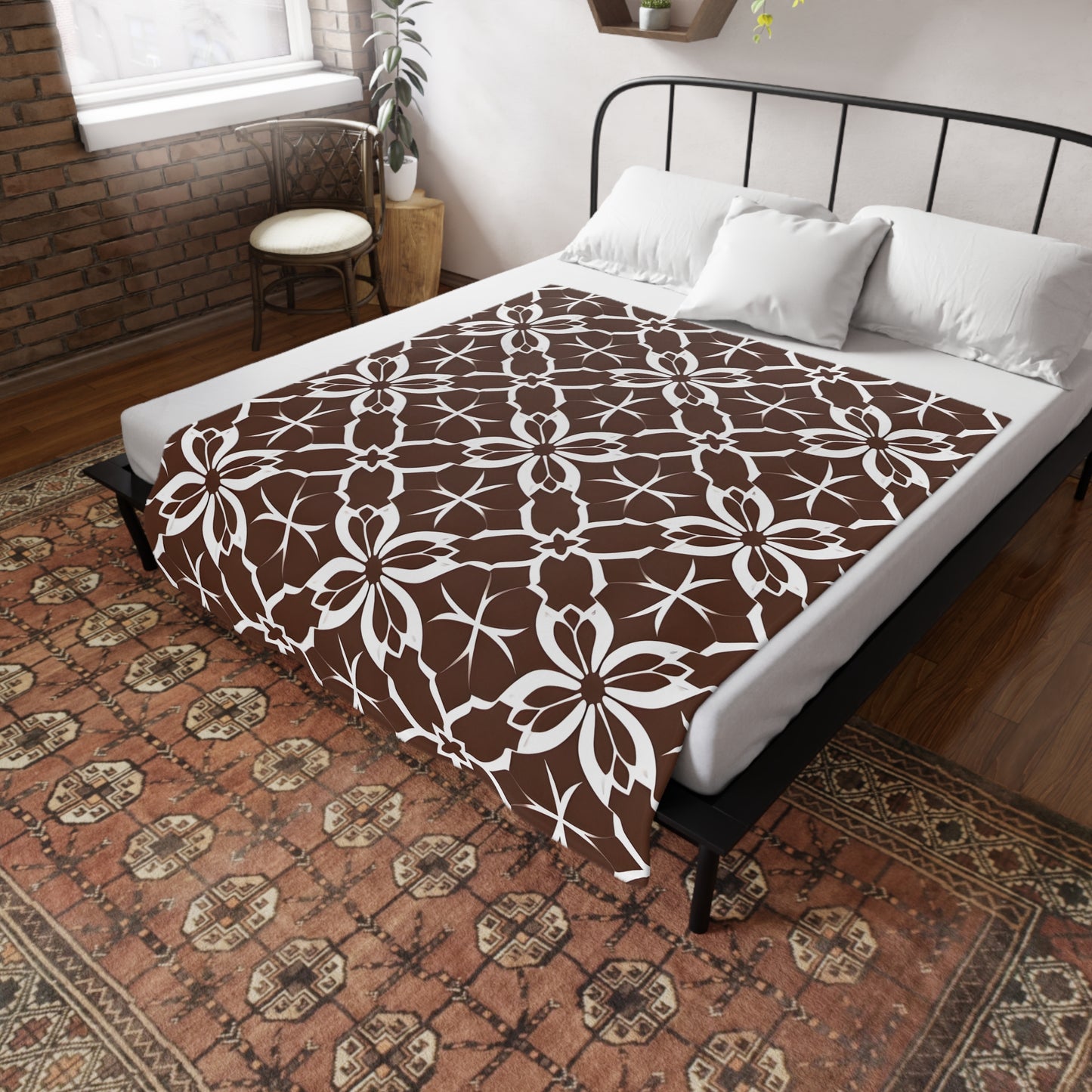 Bambi's Brown Tile Plush Fleece Blanket