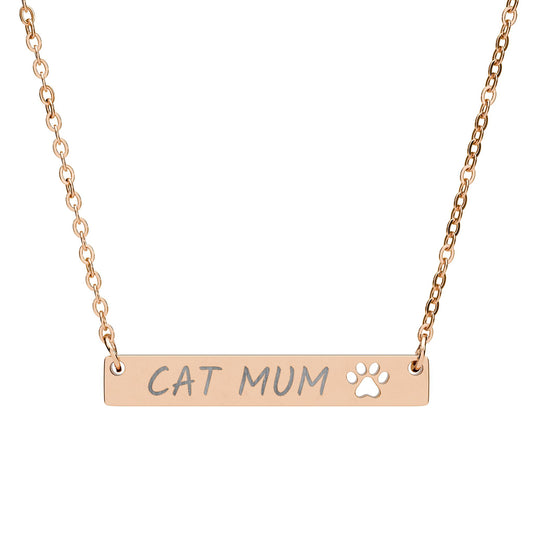 Engraved "Cat Mum" Paw Bar Necklace