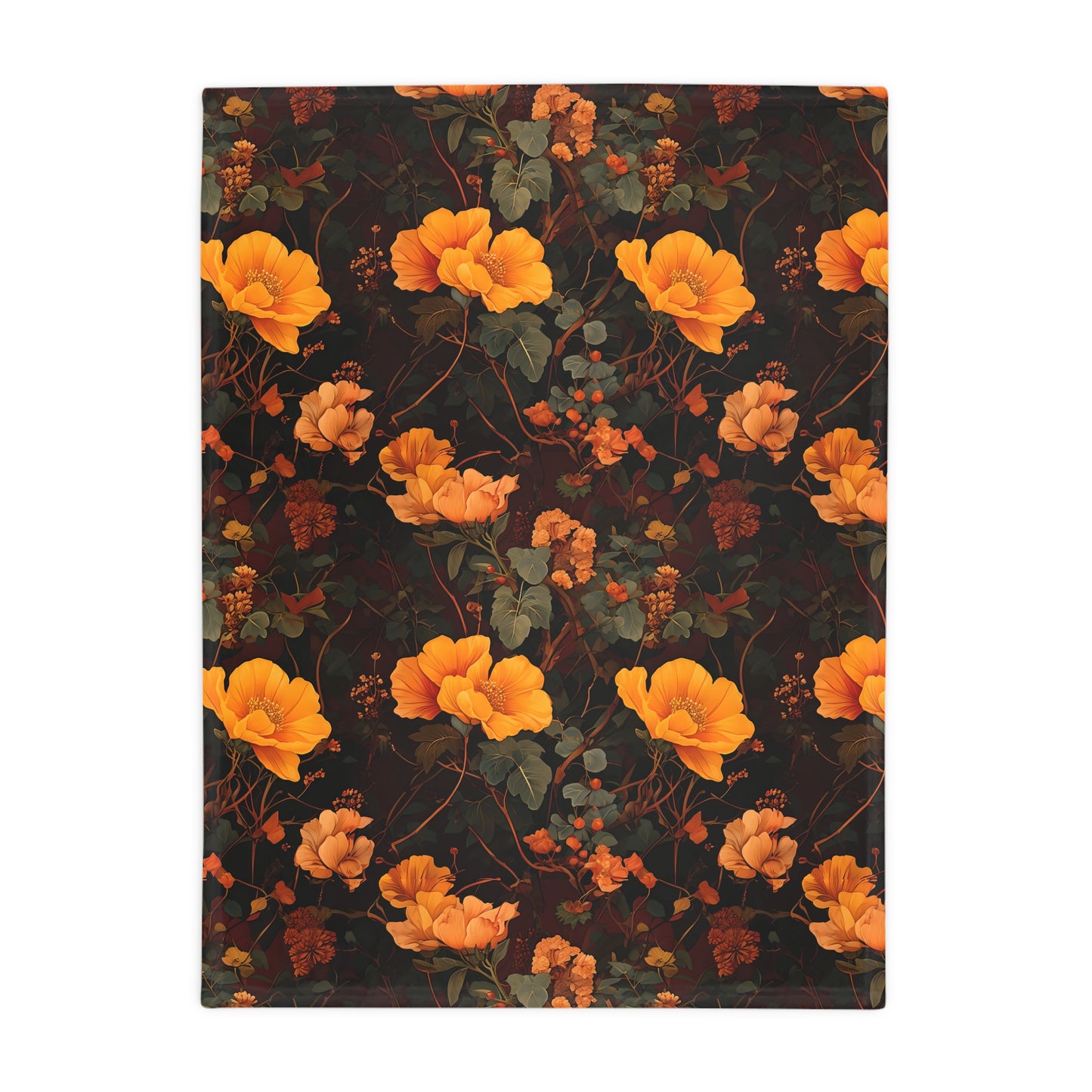 Gia's Golden Floral Plush Fleece Blanket
