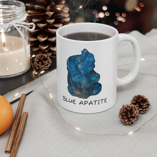 Belle's Blue Apatite Elephant Crystal Collection Ceramic Mug, Coffee Cup