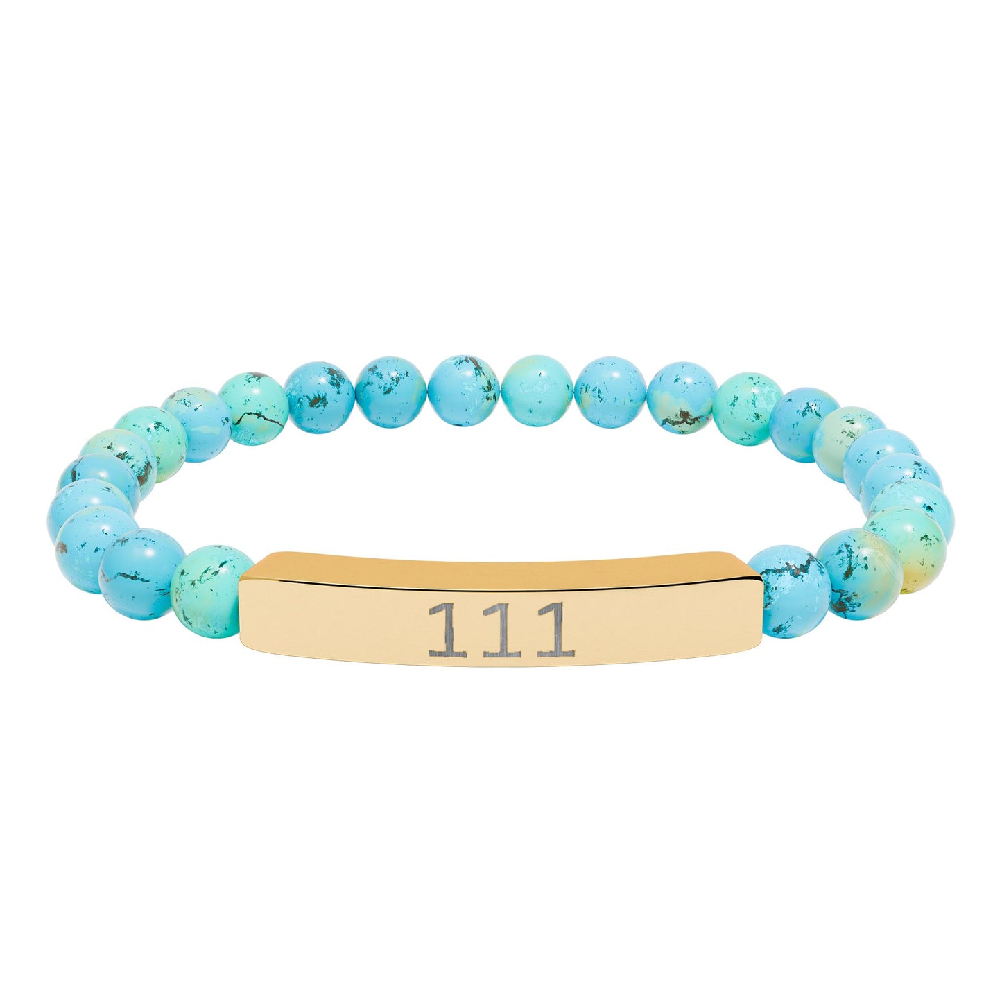 Engraved 111 Natural Stone Stretch Bar Bracelet