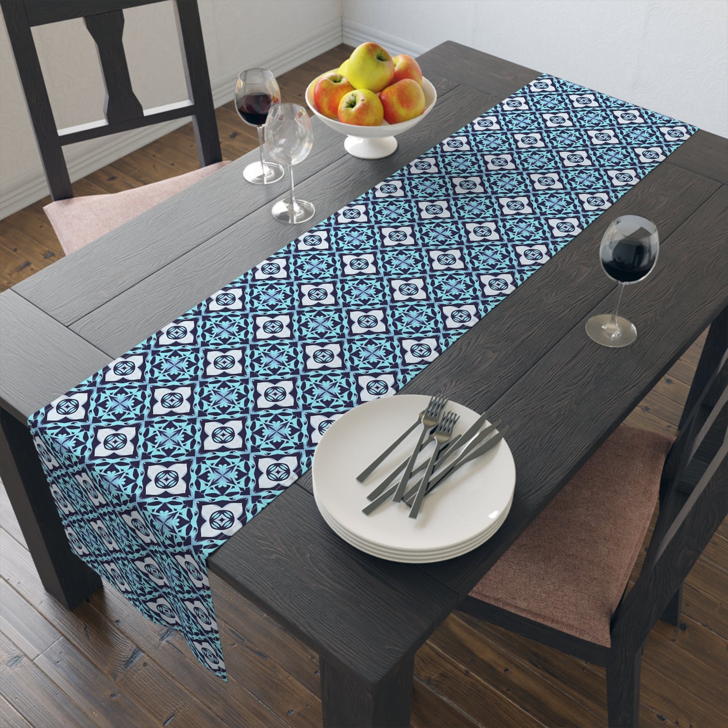Bailey's Blue Geometric Table Runner