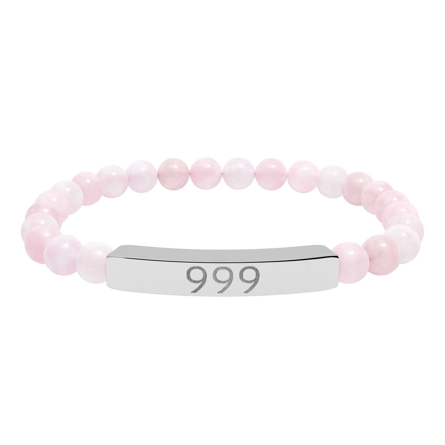 Engraved 999 Natural Stone Stretch Bar Bracelet