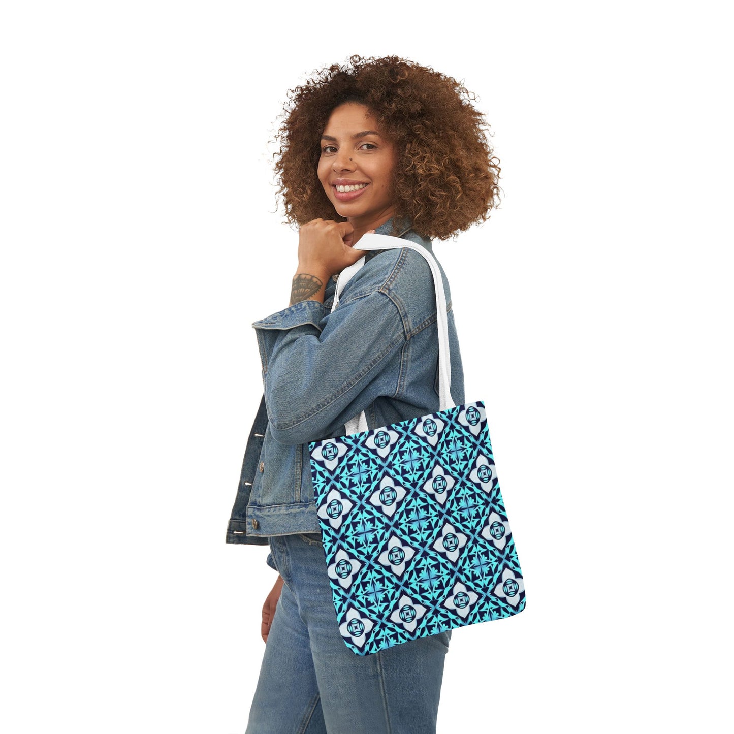 Gaia's Blue Geometric Tote Bag