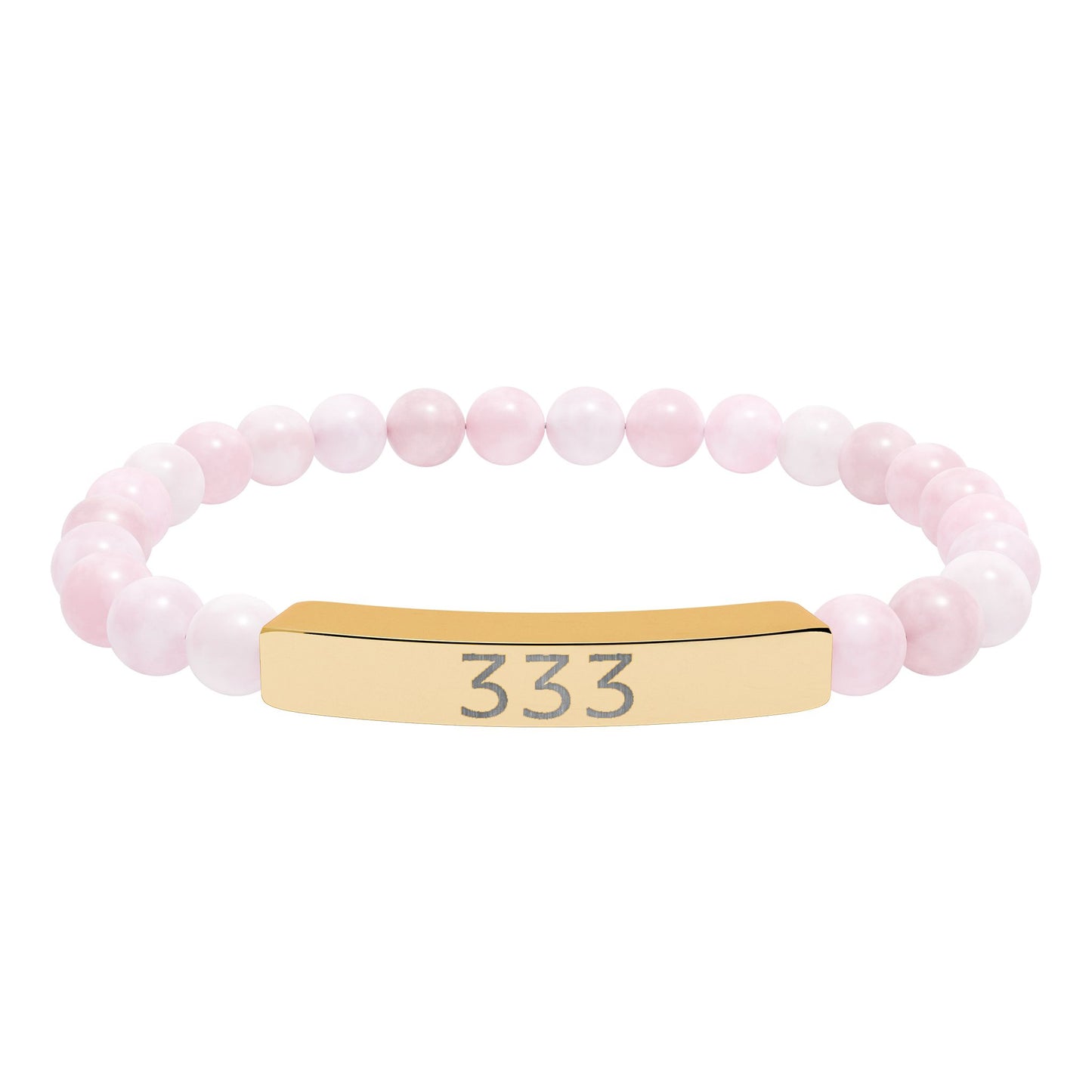 Engraved 333 Natural Stone Stretch Bar Bracelet
