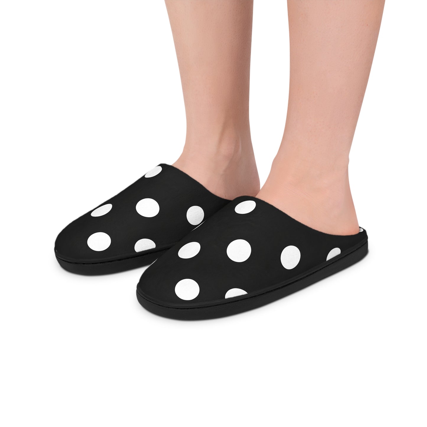 Bianca's Black & White Polka Dot Women's Indoor Slippers