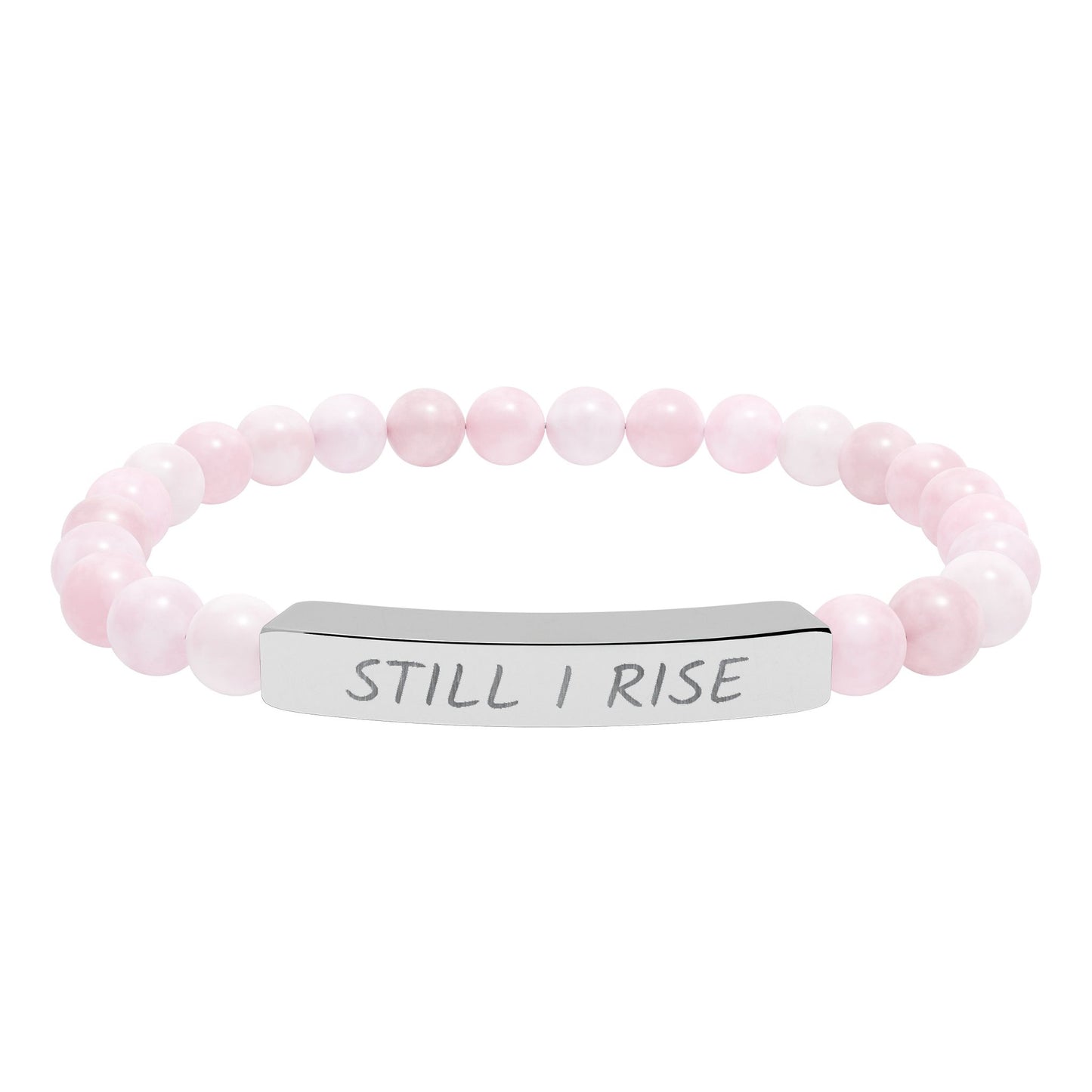 Engraved "Still I Rise" Natural Stone Stretch Bar Bracelet