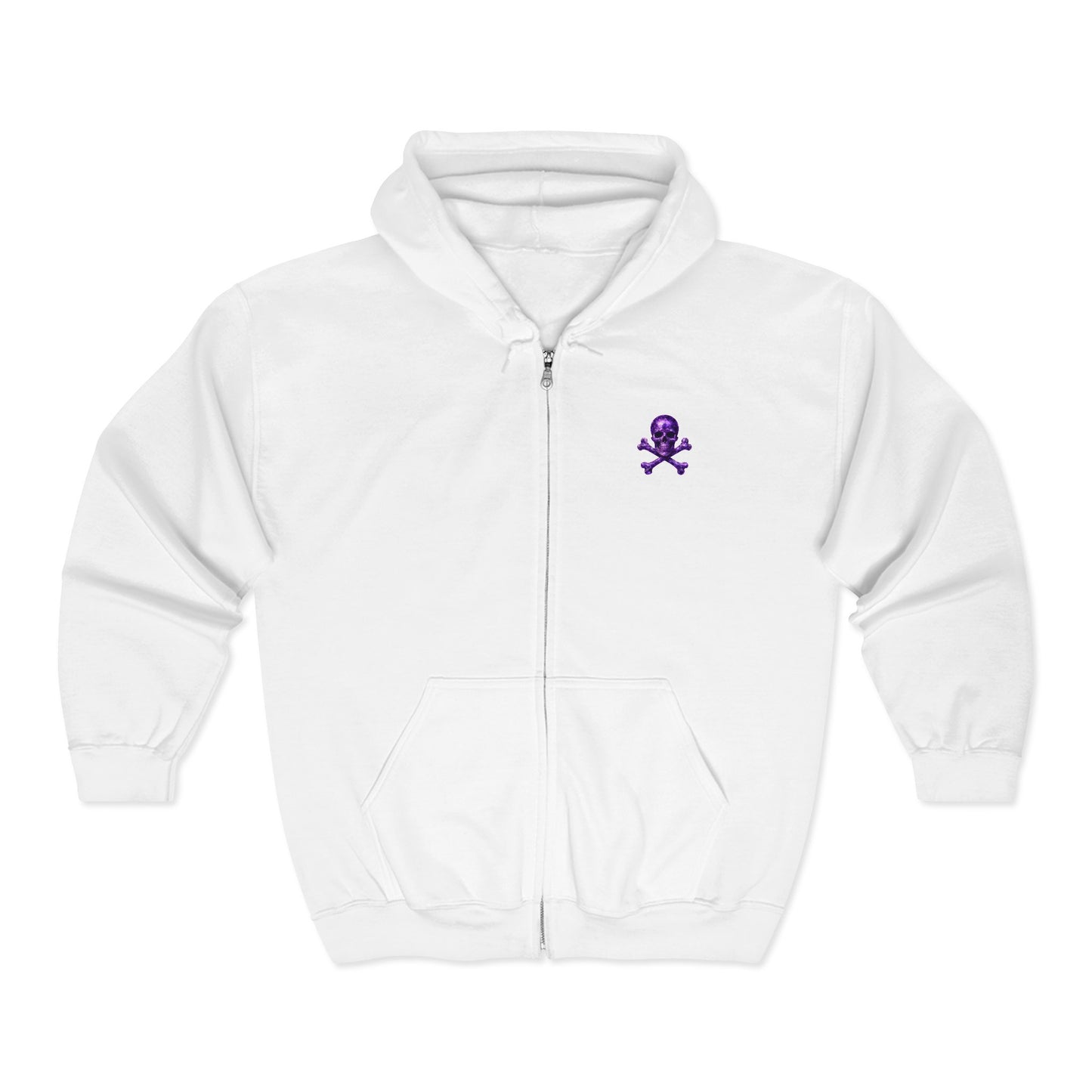 Amethyst Skull & Crossbones Adult Full Zip Sweatshirt - Hooded
