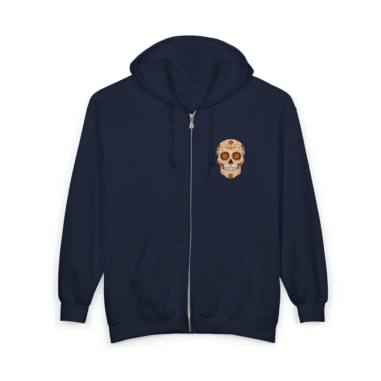 Orange Sugar Skull Full Zip Sweatshirt - Hooded