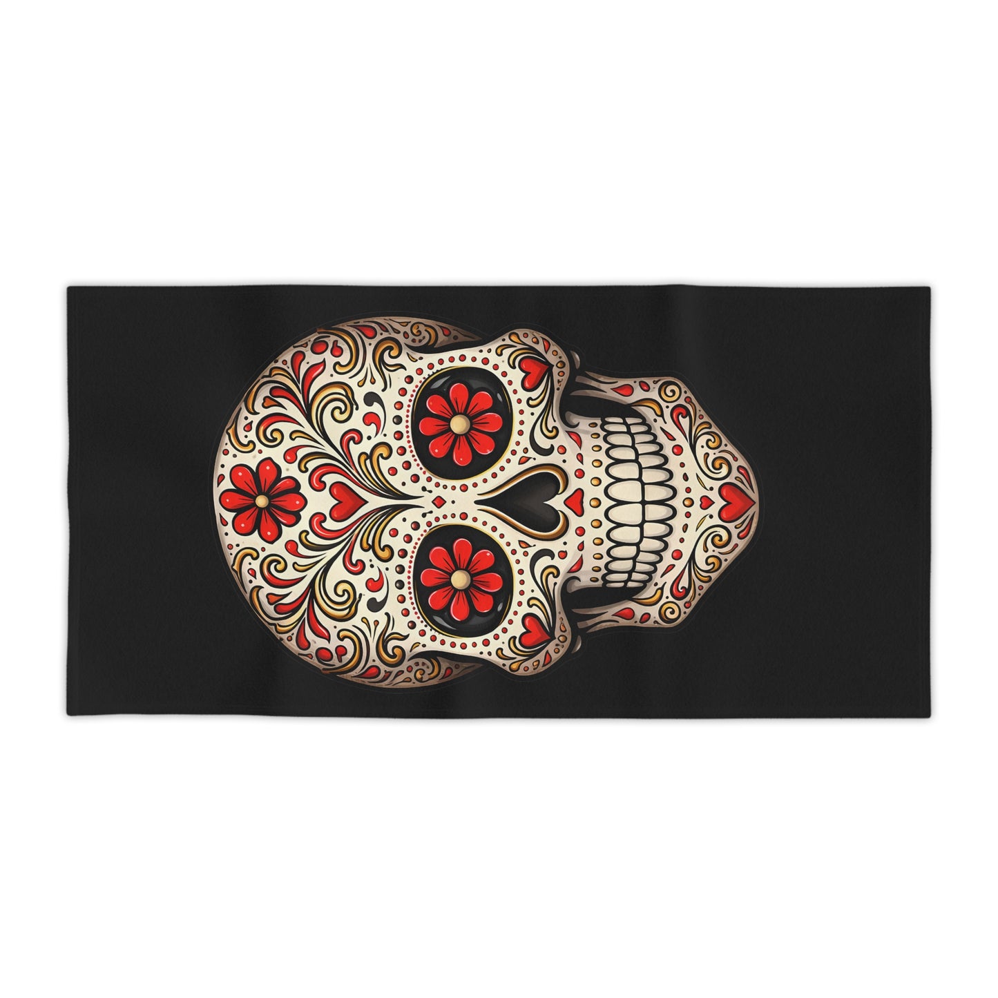 Riley's Red Sugar Skull Beach Towel