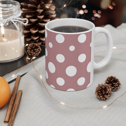 Darla's Dusty Pink Polka Dot Ceramic Mug, Coffee Cup