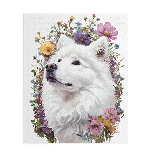 Samoyed & Flowers 500 Piece Jigsaw Puzzle
