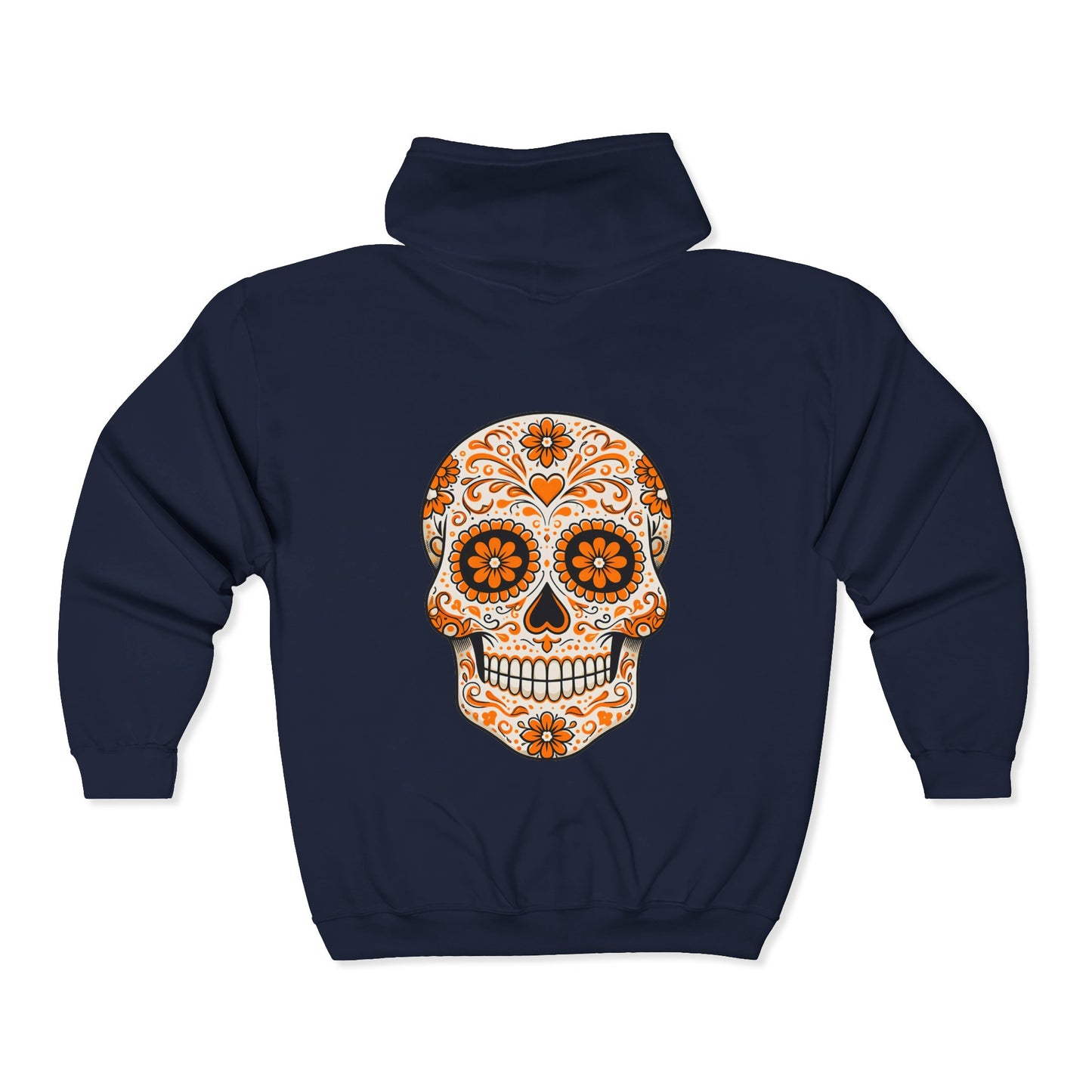 Orange Sugar Skull Full Zip Sweatshirt - Hooded