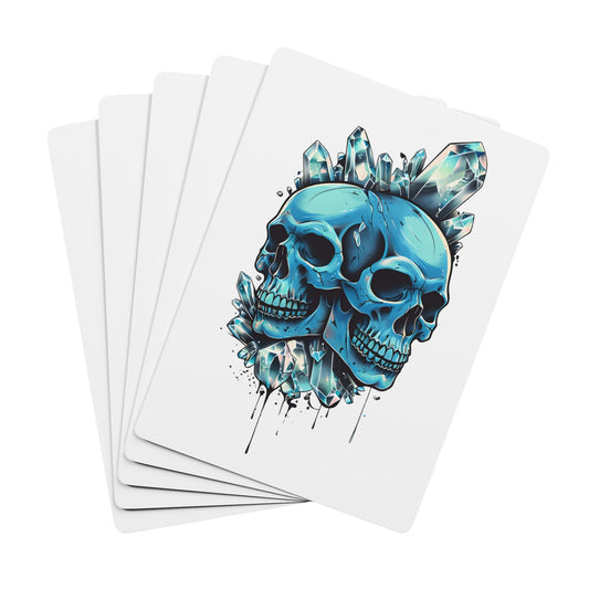 Blue Double Crystal Skull Playing Cards