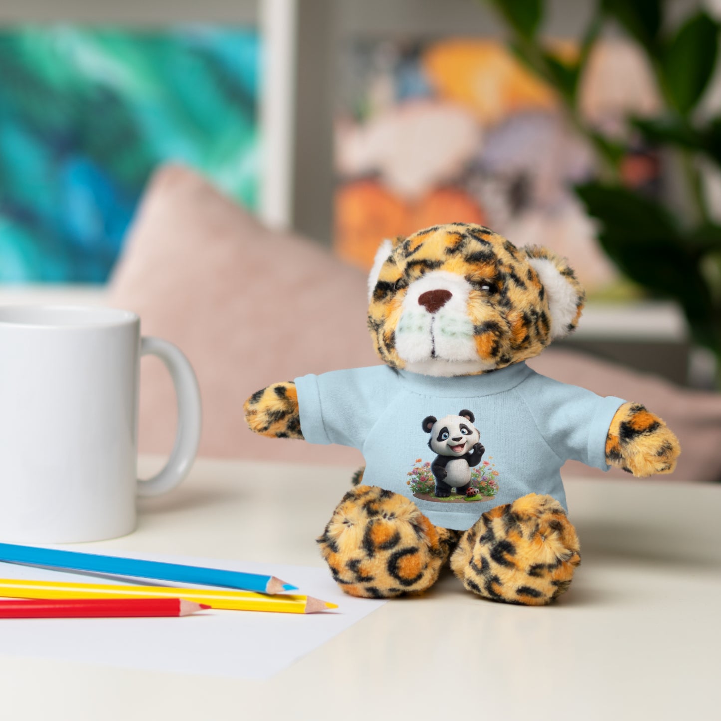 Panda on Tee Plush Animals