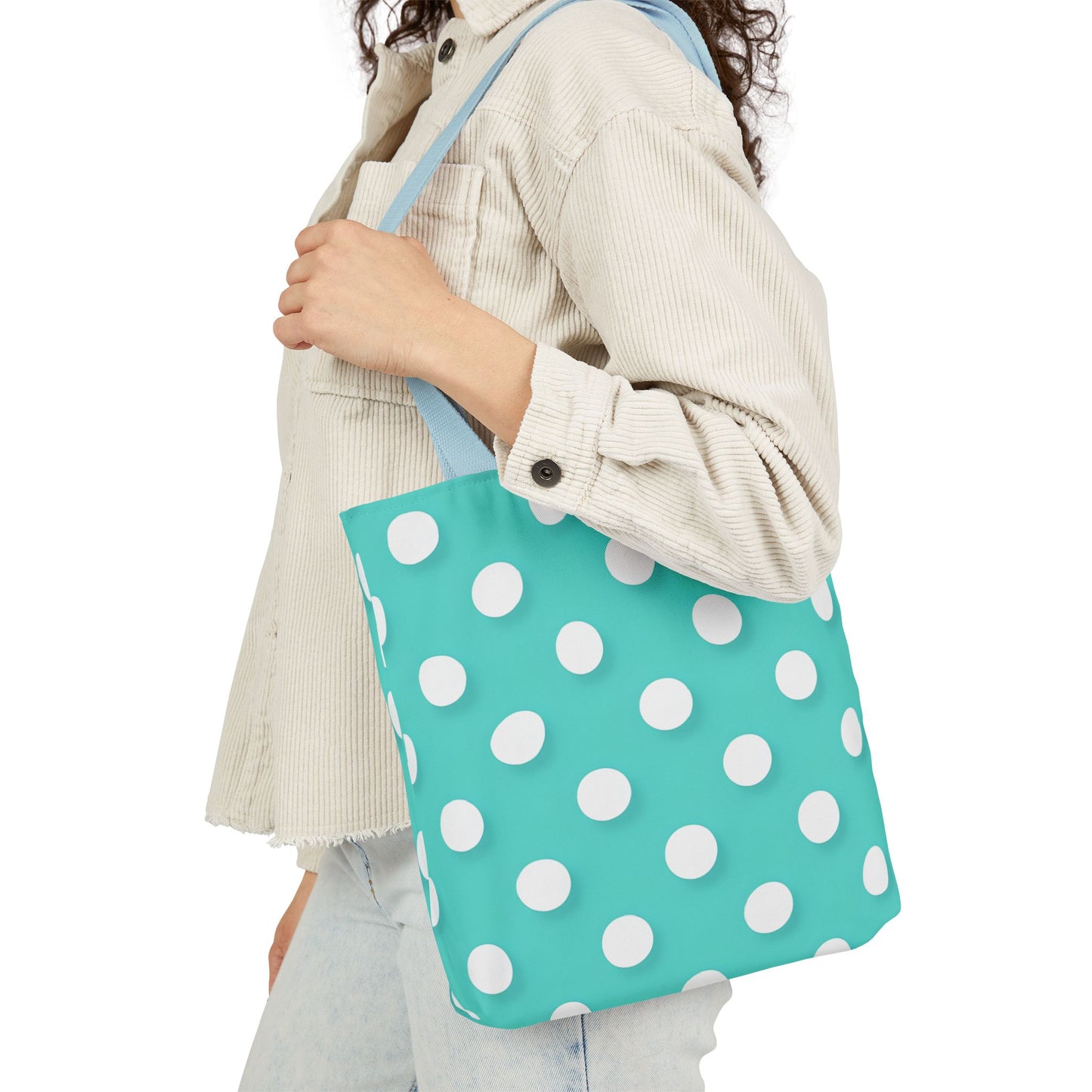 Albert's Aqua Polka Dot Tote Bag