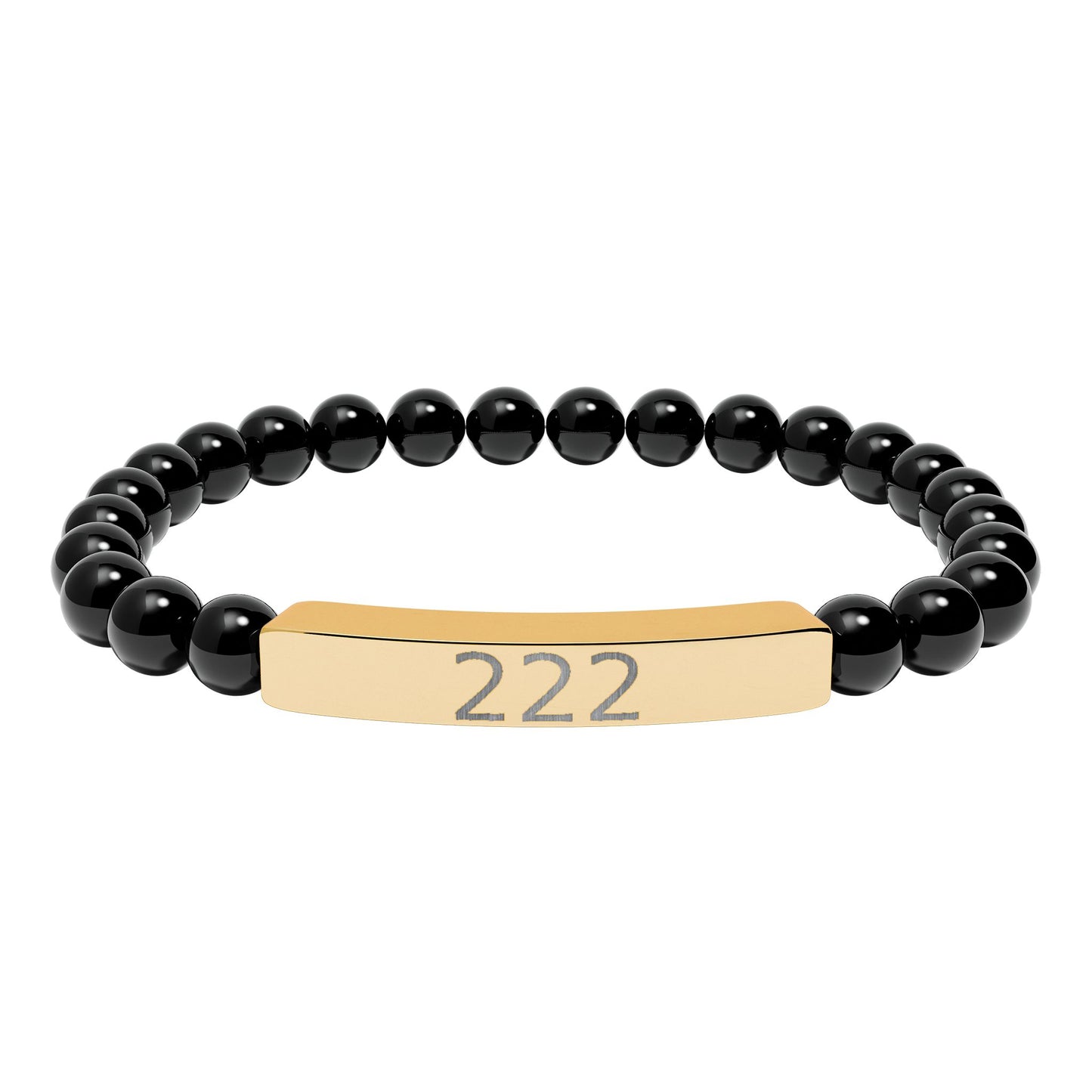 Engraved 222 Natural Stone Stretch Bar Bracelet