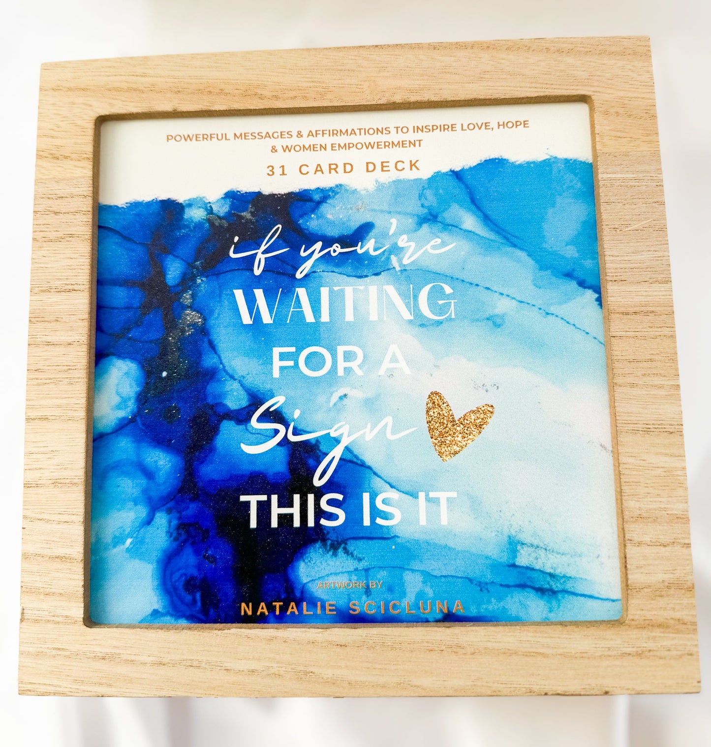 Affirmation Card Deck & Celestite Crystal Cluster Set